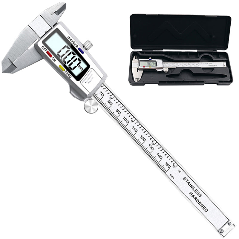 0-150mm Digital Vernier Stainless Steel LCD Display Caliper with Tri-color Button for Length Width Depth Diameter 0-150mm Digital Vernier Stainless Steel LCD Display Caliper with Tri-color Button for Length Width Depth Diameter